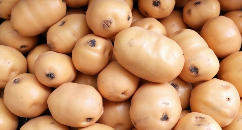Pas gerooide aardappelen met de klei er nog aan
